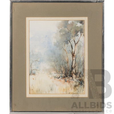 E. Moore, (20th Century), Gum Trees, Vintage Watercolour, 47 x 39 cm (frame)