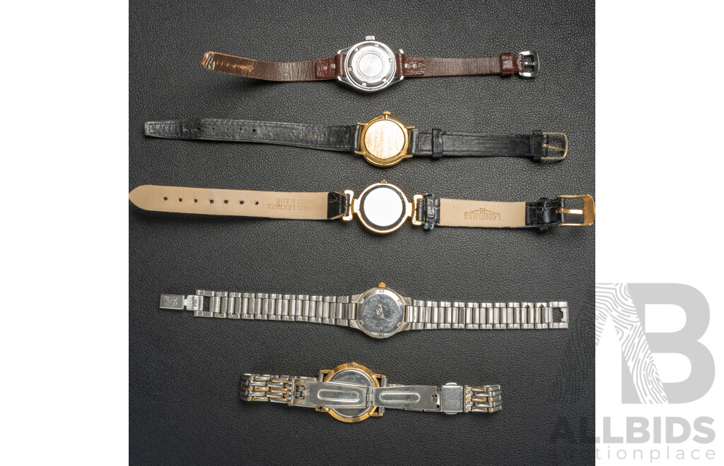 Collection of (5) Vintage Ladies Dress Watches Including Classique & Lancer