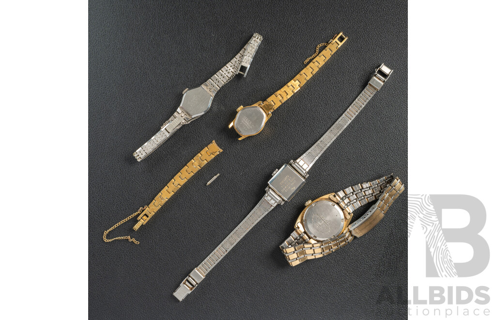 Collection of Vintage Ladies Watches with (3) Seiko & (1) Milus - All Manual Winding and Observed with Movement