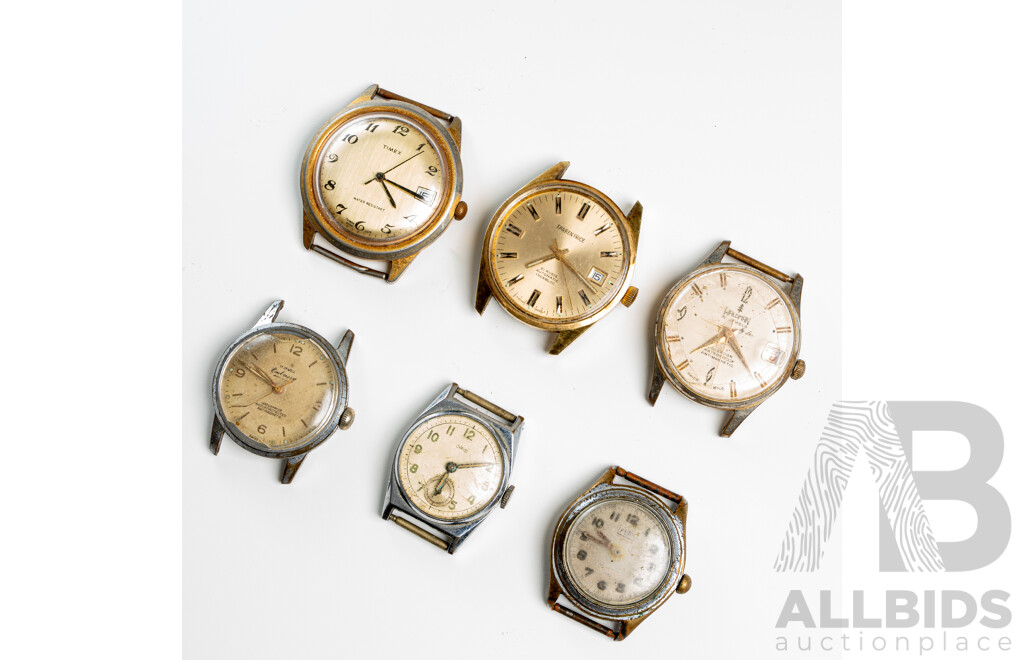 Collection of (6) Vintage Manual Winding Watches, Including Oris WWII Watch, Waldman, Timex, Embassy, Lauris & Farren Price