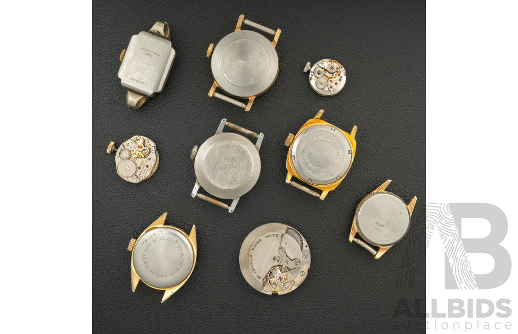 Collection of (9) Vintage Watch Faces in Various States for Parts/restoration