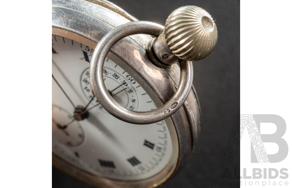 Antique Sterling Silver Open Face Hunter 50mm Pocket Watch, 82.58 Grams