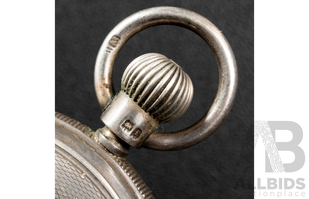 Antique Sterling Silver a Macrow & Sons Pty Ltd AWWW Co. USA, 50mm Pocket Watch, 117.0 Grams