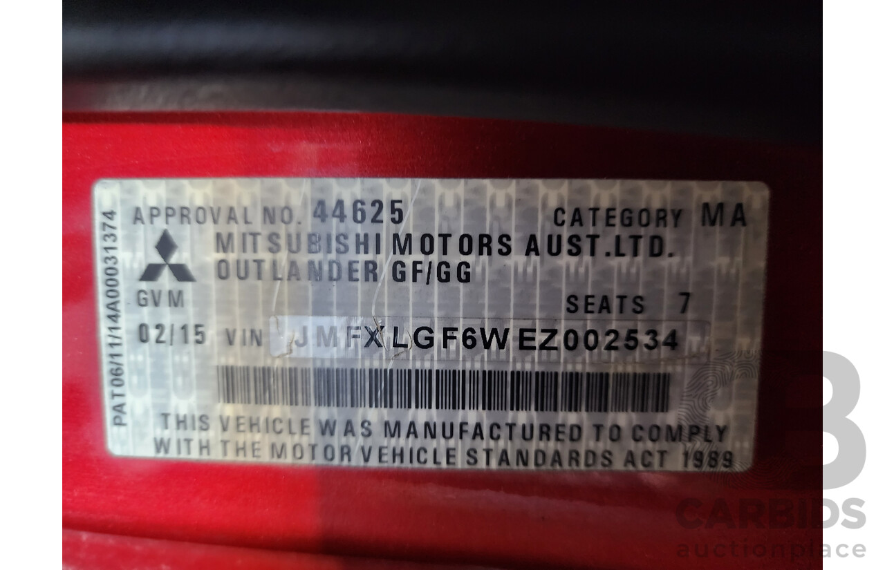 2/2015 Mitsubishi Outlander LS (4x4) ZJ MY14.5 4d Wagon Red 2.3L