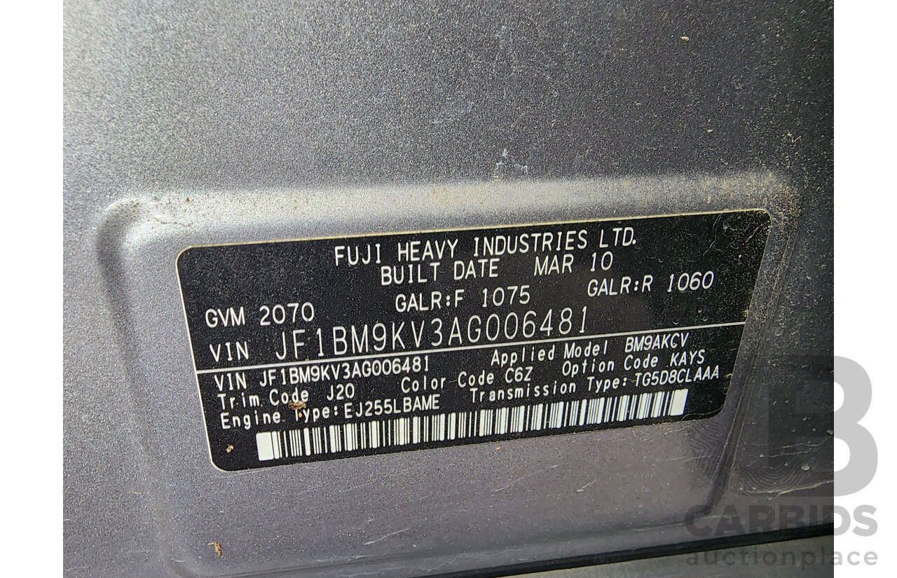 7/2010 Subaru Liberty 2.5i GT Premium MY10 4d Sedan Silver 2.5L