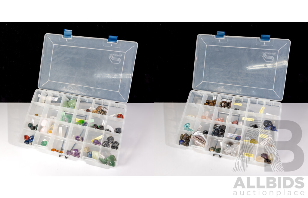 Great Collection Two Containers Filled with Mineral Specimens Including Agates, Jaspers, Quartz, Peruvian Opal, Sodalite and Much More