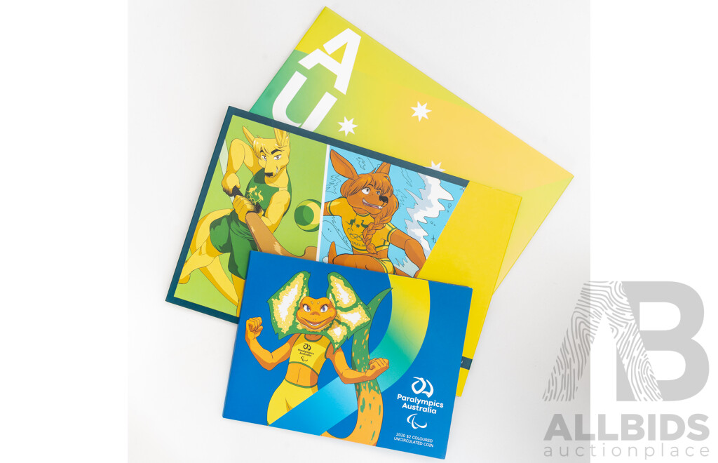 Three Australian RAM Coin Sets Including 2020 Coloured Coin Collection, 2022 Commonwealth Games AUS and 2020 Two Dollar Paralympics