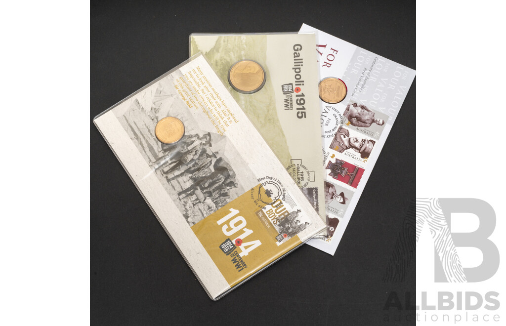 Three Australian War PNCs Including 2000for Valour, 2014/2015 Centenary of WW1
