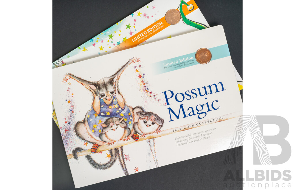 Two Australian RAM Coin Sets, 2019 Mr Squiggle and 2017 Possum Magic