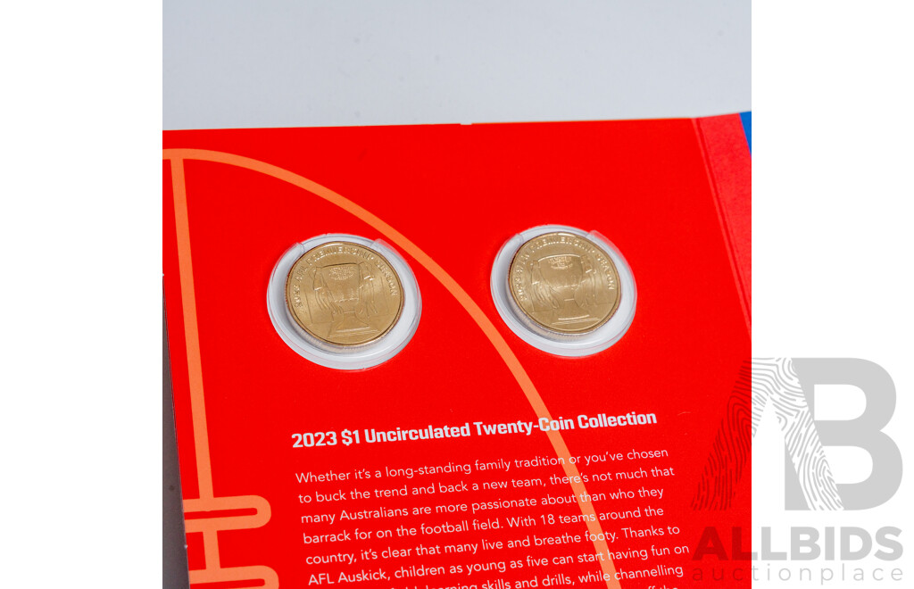 Australian 2023 Complete AFL One Dollar Coin Folder with Promotional Poster