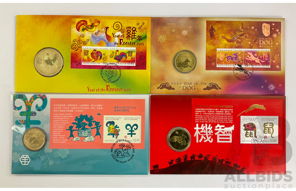 Four Australian PNCs, Lunar Years Including 2005 Rooster, 2006 Dog, 2008 Rat, 2015 Goat