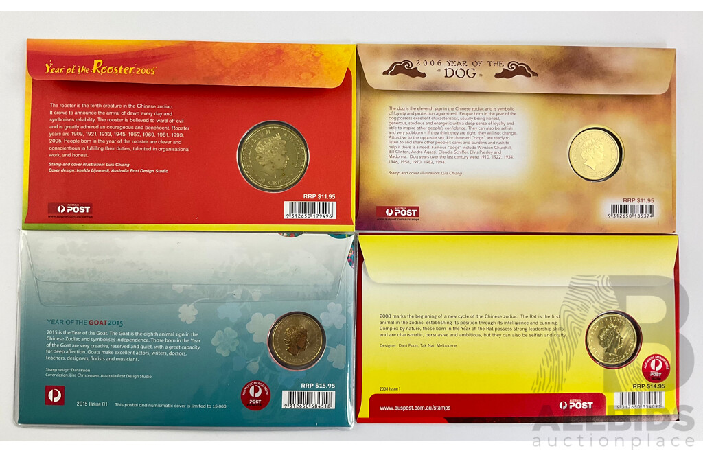 Four Australian PNCs, Lunar Years Including 2005 Rooster, 2006 Dog, 2008 Rat, 2015 Goat