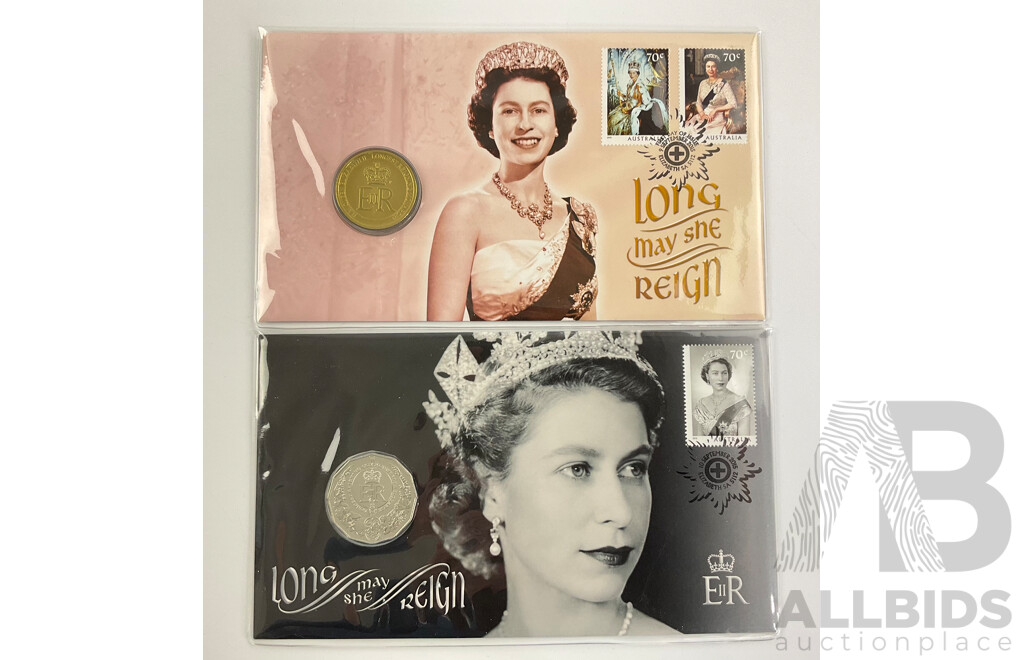 Australian 2016 One and Two Dollar QE2 PNCs, Long May She Reign