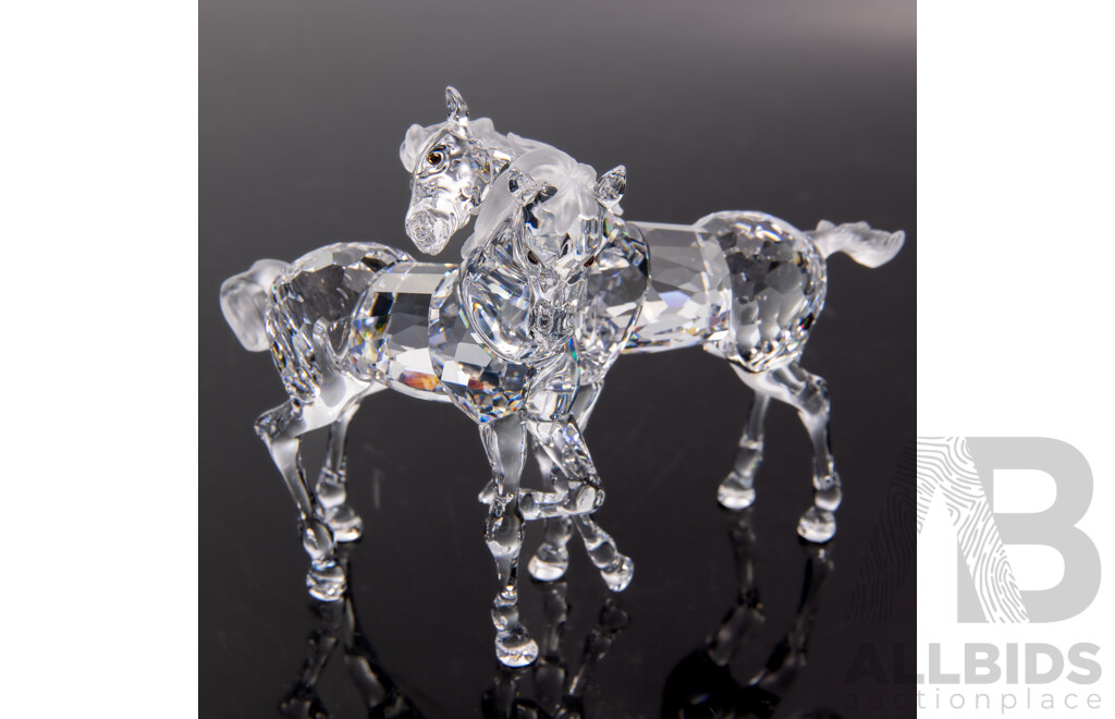 Swarovski Austrian Crystal Foals Figure in Original Box and Packaging