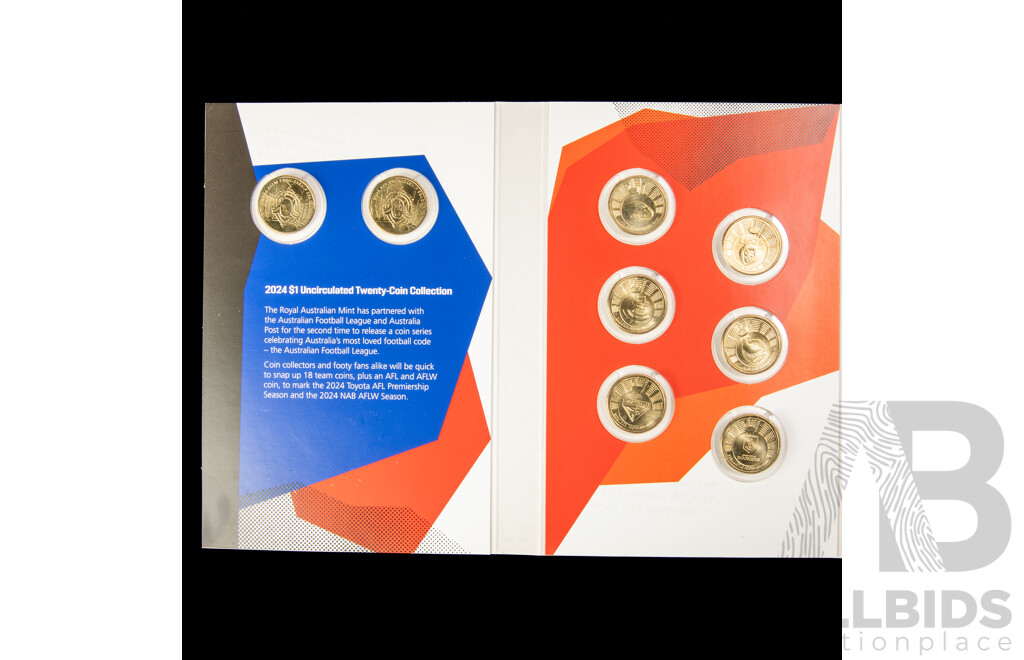 Australian RAM 2024 AFL Twenty UNC One Dollar Coin Set