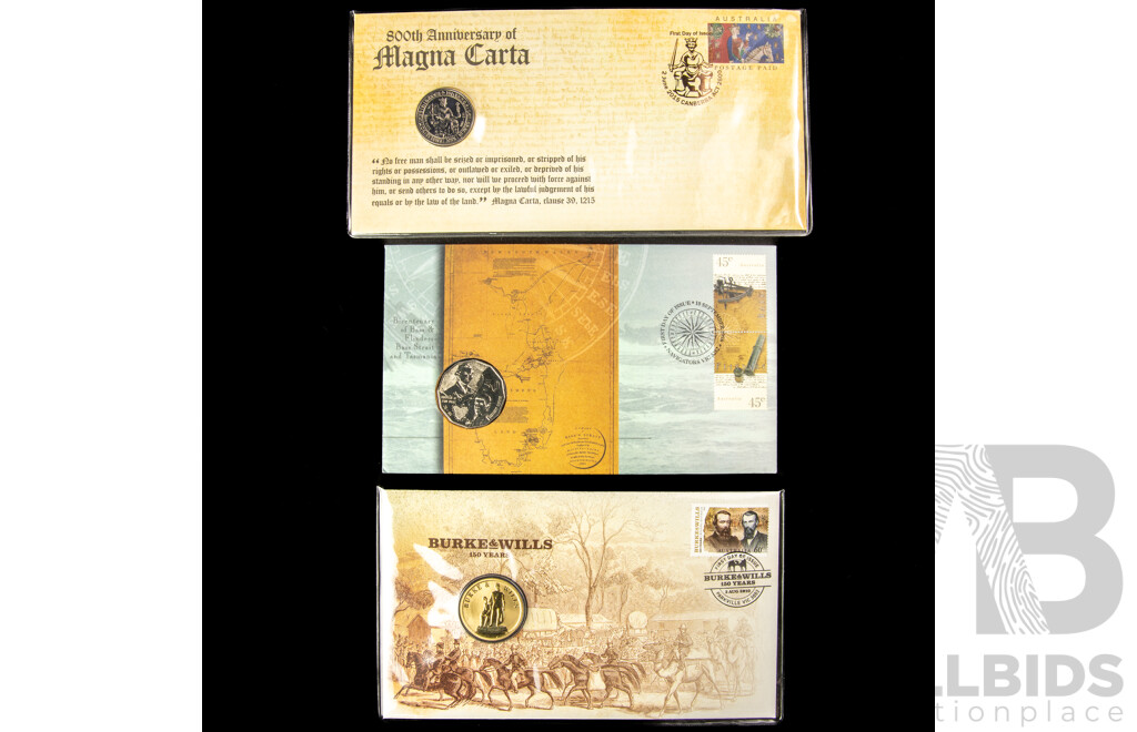 Three Australian PNCs Including 1998 Bass/Flinders, 2010 Burke &^wills, 2015 800th Anniversary of Magna Carta