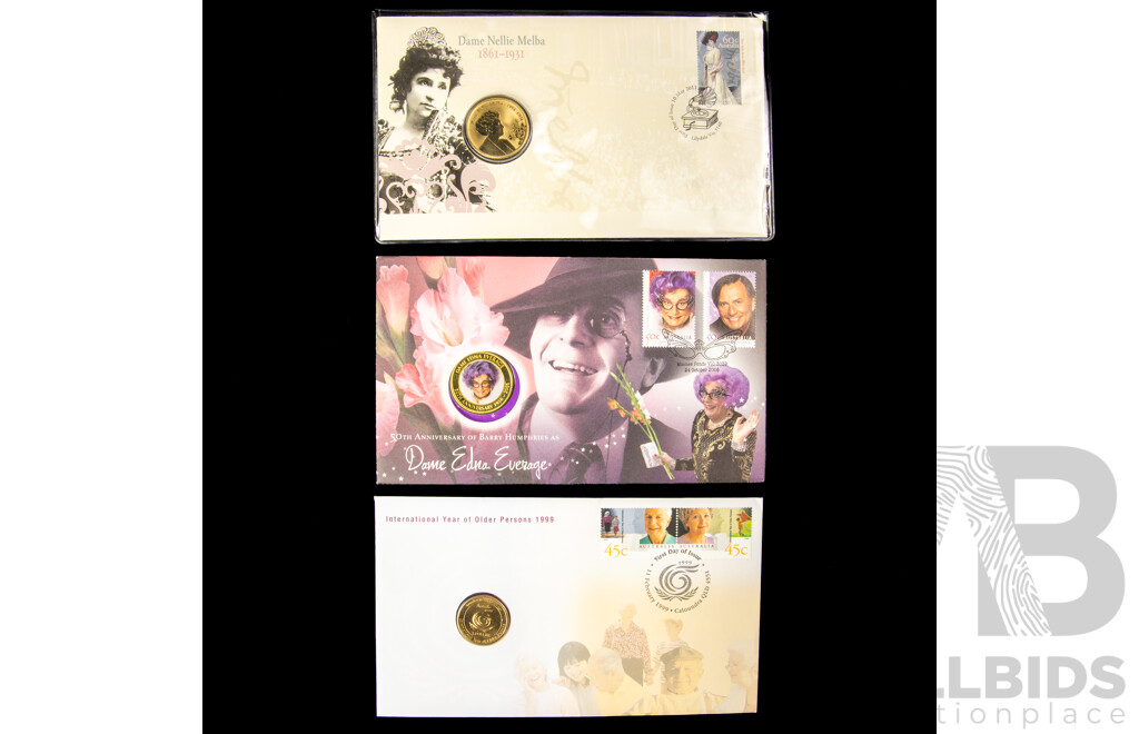 Three Australian PNCs Including 2011 Dame Nellie Melba, 2006 Dame Edna Everage, 1999 International Year of the Older Person