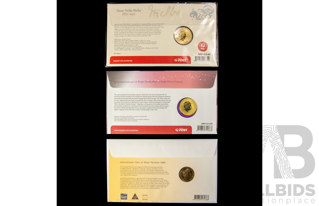 Three Australian PNCs Including 2011 Dame Nellie Melba, 2006 Dame Edna Everage, 1999 International Year of the Older Person