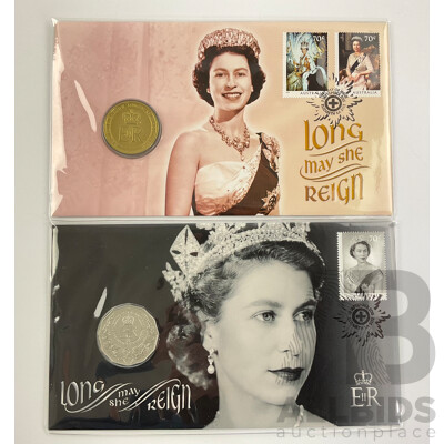 Australian 2016 One and Two Dollar QE2 PNCs, Long May She Reign