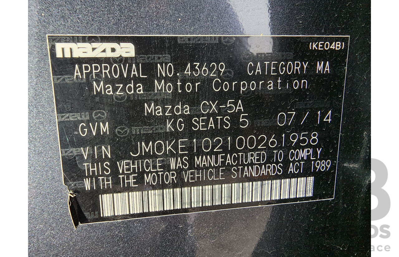 7/2014 Mazda Cx-5 MAXX Sport (4x4) MY13 UPGRADE 4d Wagon Grey 2.2L