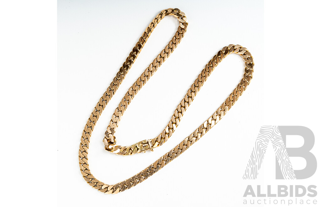 14ct Flat Curb Link Chain Necklace, 42cm, 34.44 Grams