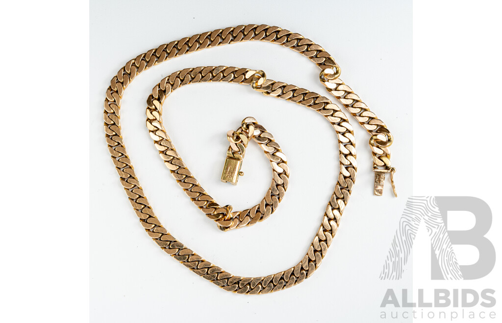 14ct Flat Curb Link Chain Necklace, 42cm, 34.44 Grams