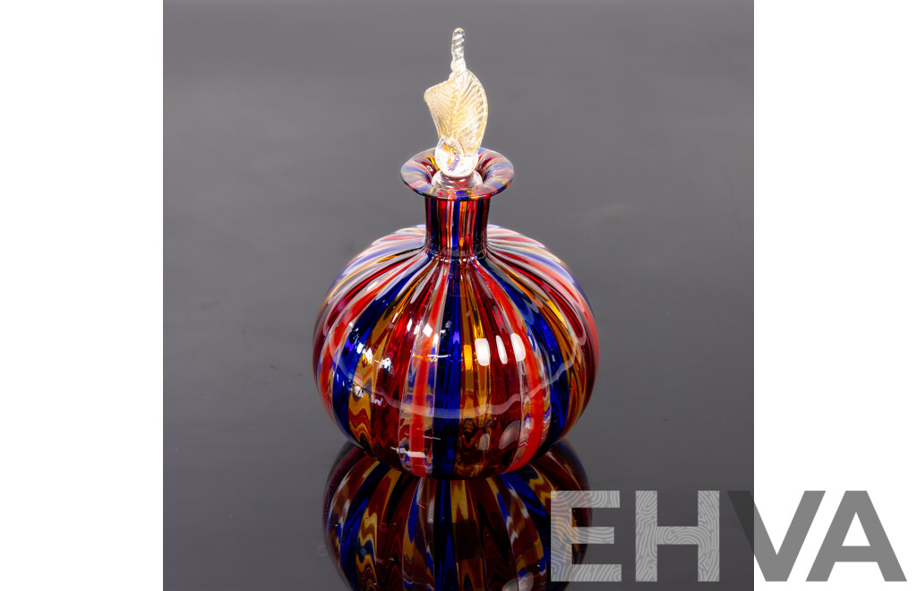 Vintage Italian Murano Glass Hand Blown Vase by Gabriele Urban with Original Label