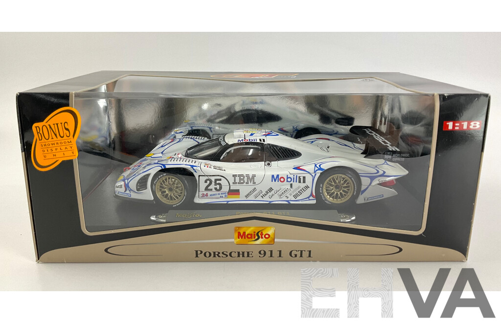 Boxed Maisto GT Racing 1998 Le Mans Porsche 911 GT1, 1:18 Scale