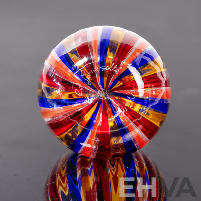 Vintage Italian Murano Glass Hand Blown Vase by Gabriele Urban with Original Label