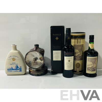 Collection of Four Ports Including R.L Buller&Son Aged Tawny Port, Dyno Nobel Port, Hardys Show Port and Wood&co Rare Print Series Number Six Tawny Port
