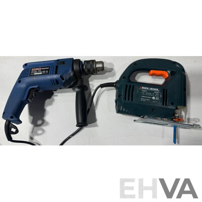 Assorted Lot of Hand and Power Tools - Saw, Screw Driver, Earmuffs, and More