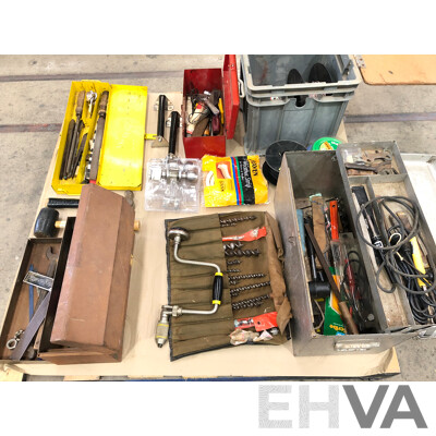 Five Toolboxes with a Selection of Tools and Hardware