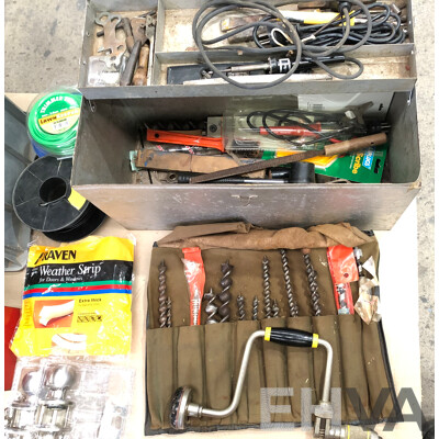Five Toolboxes with a Selection of Tools and Hardware