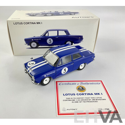 Boxed Autoart Diecast Ford Lotus Cortina MK1, Neptune Racing, 1:18 Scale