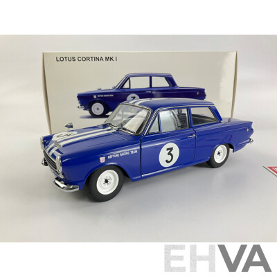 Boxed Autoart Diecast Ford Lotus Cortina MK1, Neptune Racing, 1:18 Scale