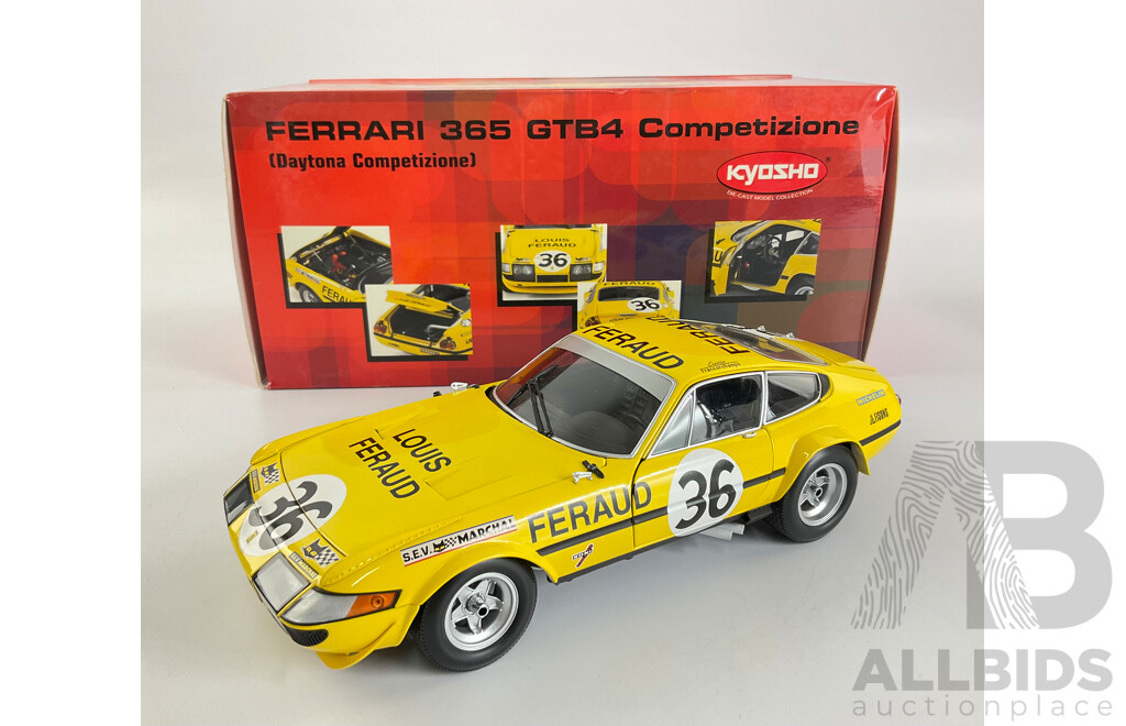Boxed Kyosho Diecast Ferrari 365 GTB4 Daytona Competizione, 1:18 Scale