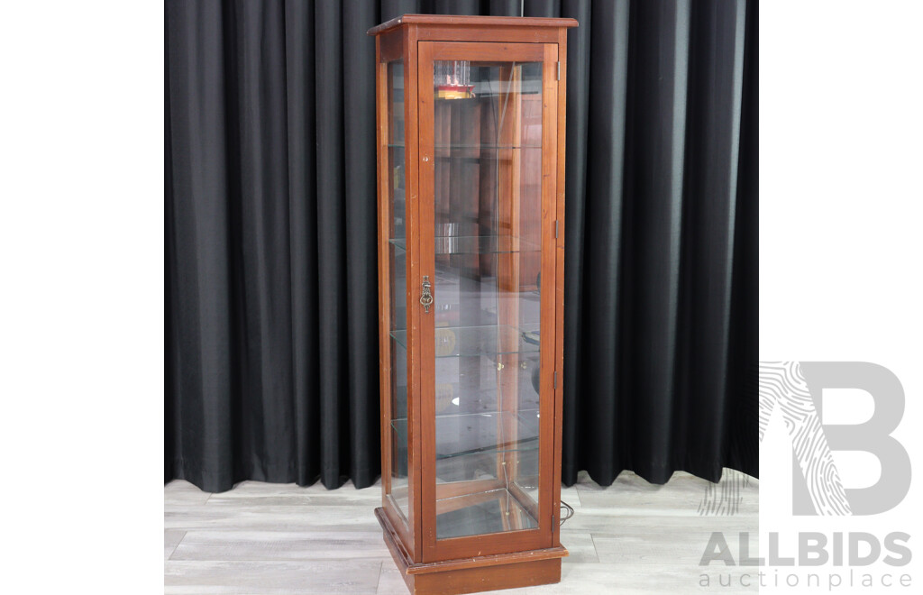 Modern Timber and Glass Upright Display Case