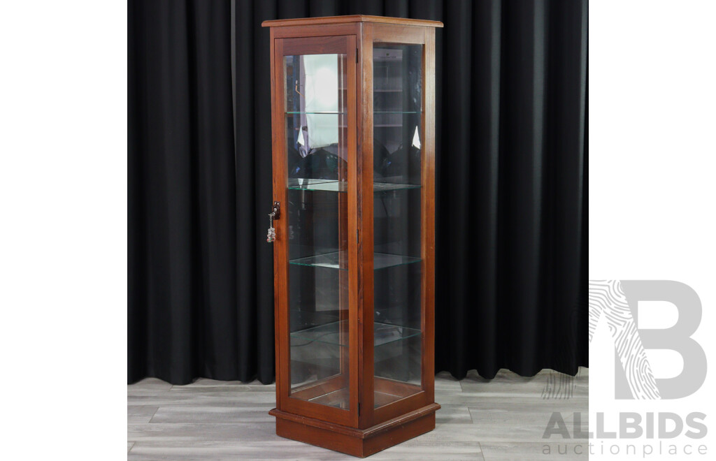 Modern Timber and Glass Upright Display Case
