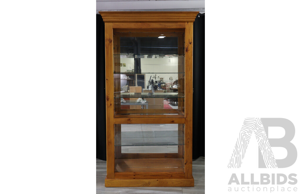 Modern Pine Mirrored Back Display Case