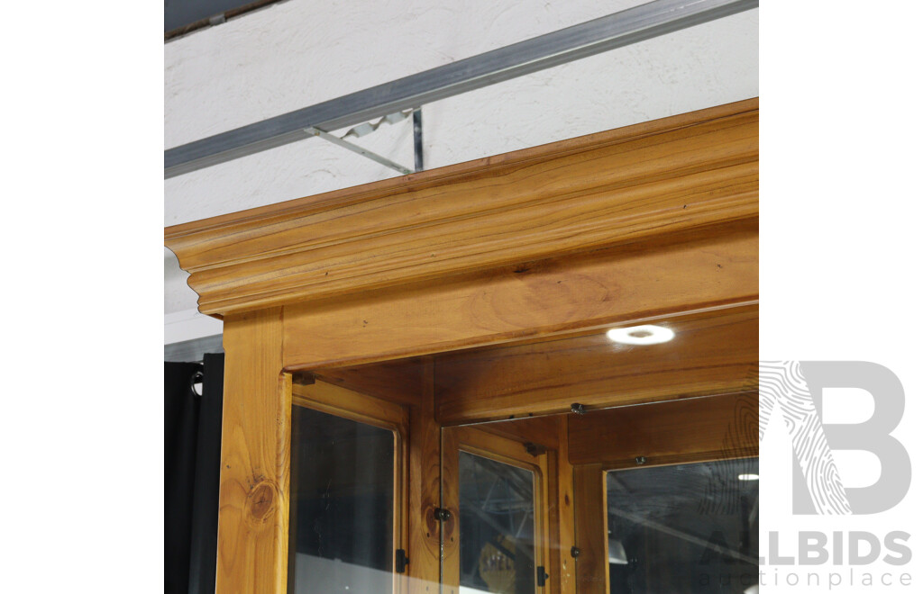 Modern Pine Mirrored Back Display Case