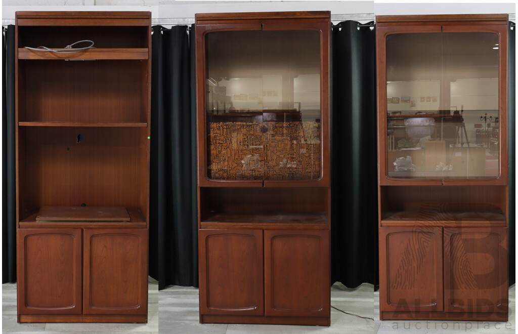 Mid Century Teak Three Piece Wall Unit