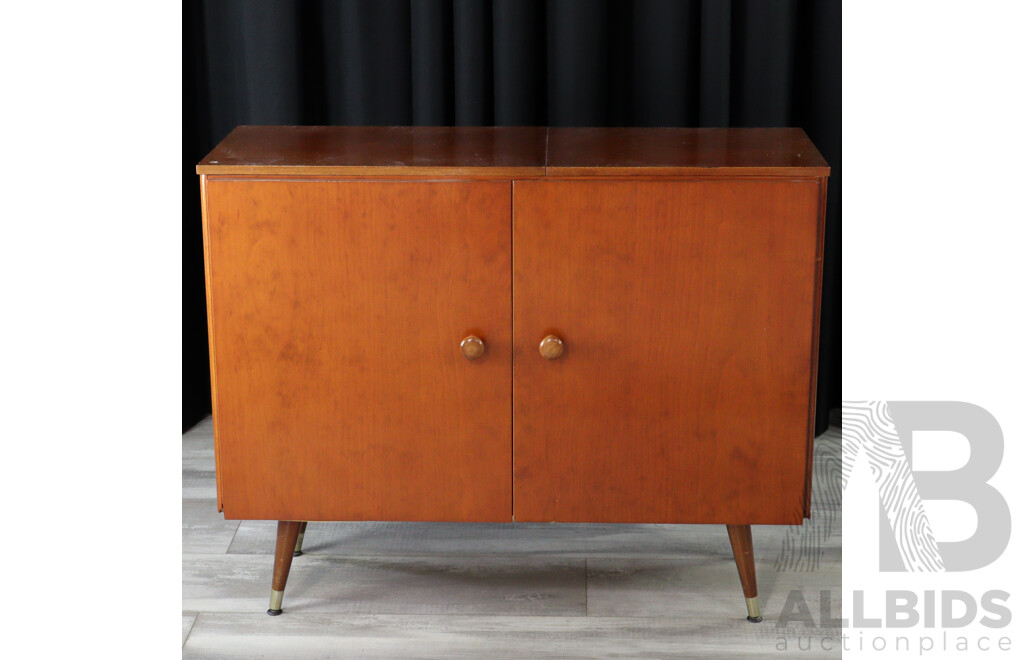 Art Deco Veneered Elevated Cabinet with Wine Storage