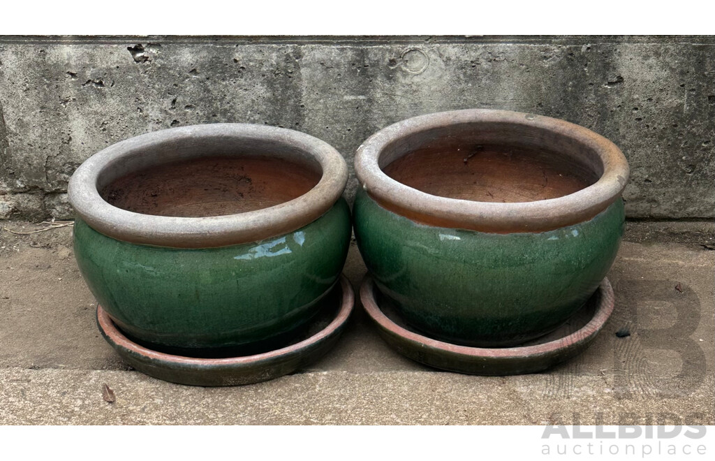 Pair of Glazed Ceramic Planters