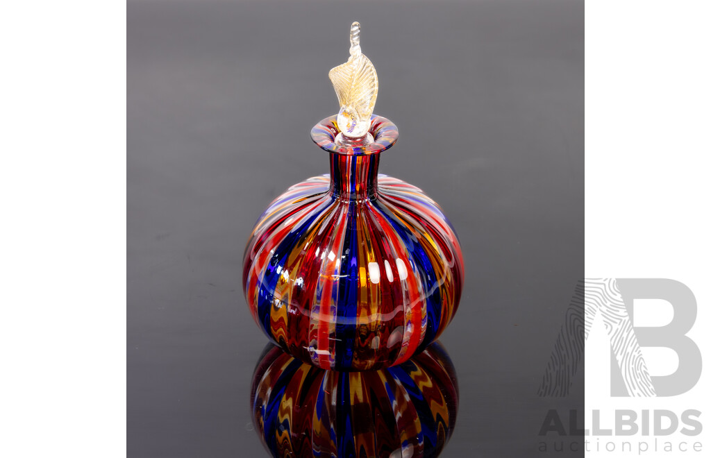 Vintage Italian Murano Glass Hand Blown Vase by Gabriele Urban with Original Label