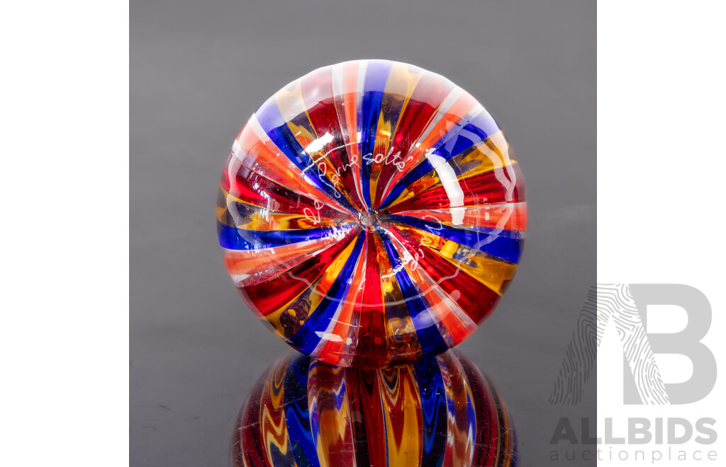 Vintage Italian Murano Glass Hand Blown Vase by Gabriele Urban with Original Label
