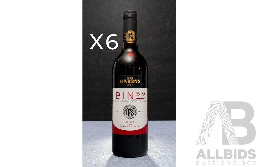 Hardys Bin 519 Special Release Shiraz Vintage 2018 X 6