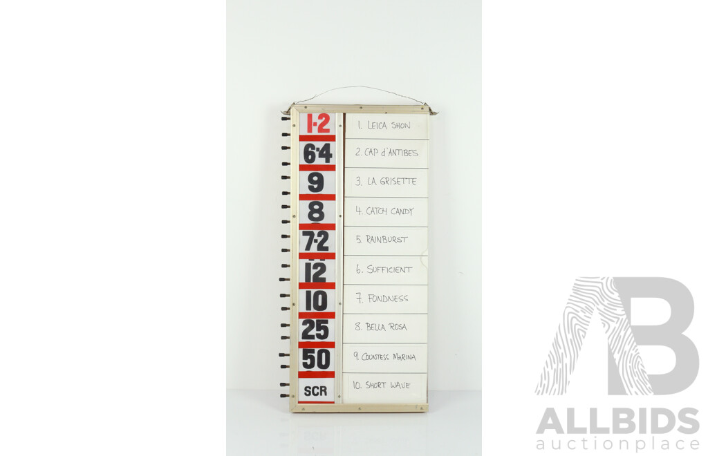Vintage Timber Greyhound Bookies Board