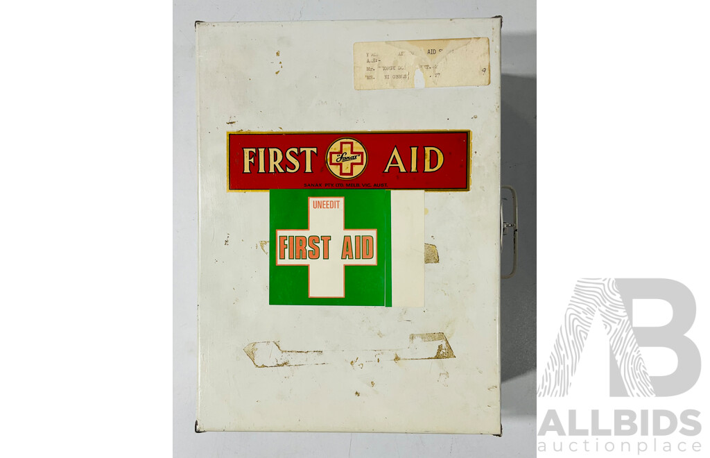Vintage First Aid Tin with Partial Contents