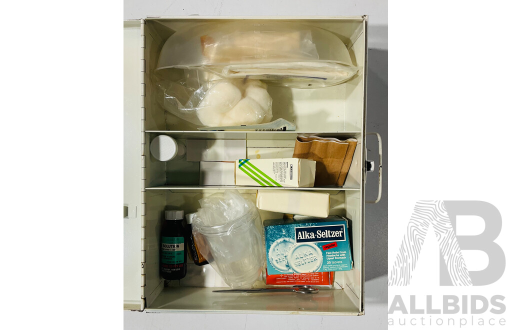Vintage First Aid Tin with Partial Contents
