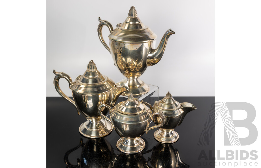 Vintage Four Piece Art Deco Silver Plate Sir John Bennett Tea Service